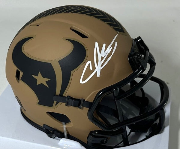 Texans ANDRE JOHNSON Signed Riddell 2023 SALUTE Speed Mini Helmet AUTO - BAS