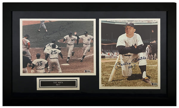 Mickey Mantle Autographed Yankees 8" x 10" Photographs Framed Display Beckett