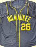 AARON ASHBY Signed Custom Replica Brewers Navy Jersey AUTO - BAS