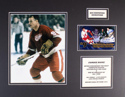 Gordie Howe Signed Card in a 14x18 Matted Display (JSA COA) Detroit Red Wings