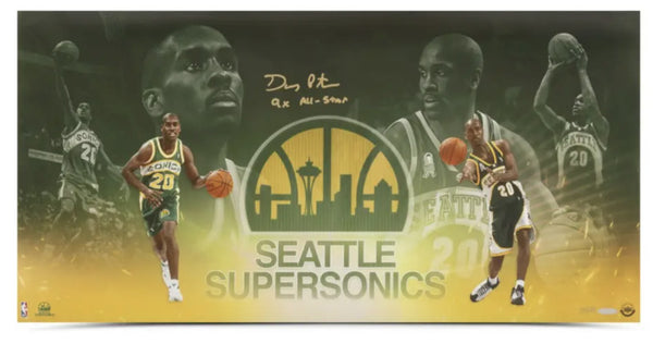Gary Payton Autographed "9x All Star" Supersonics 30" x 15" Photo UDA LE 25