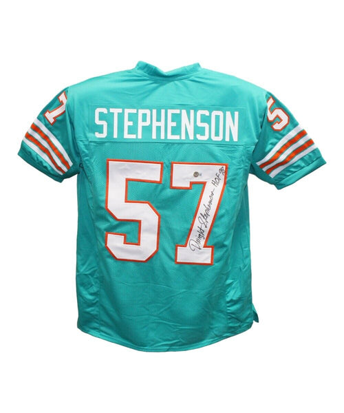 Dwight Stephenson Autographed/Signed Pro Style Teal HOF Jersey Beckett 41176