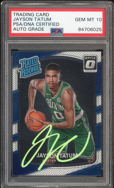 2017 Donruss Optic Rated Rookie Jayson Tatum RC On Card PSA/DNA Auto GEM MINT 10