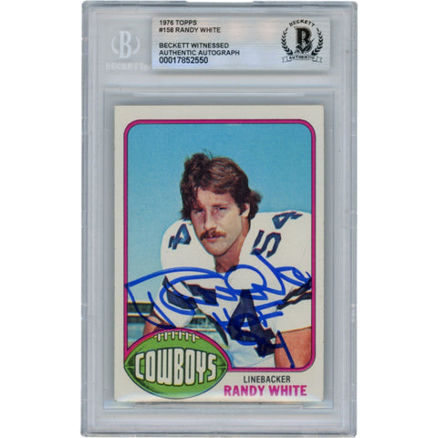 Randy White Autographed 1976 Topps #168 HOF Slabbed Trading Card Beckett 50627