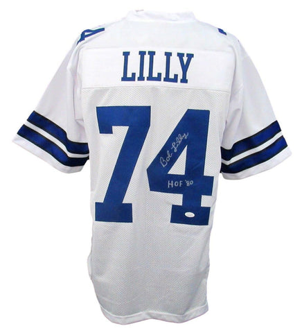 Bob Lilly HOF Signed/Inscribed Cowboys White Custom Football Jersey JSA 156991