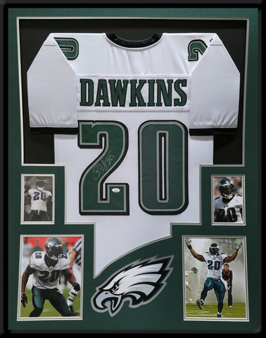 FRAMED PHILADELPHIA EAGLES BRIAN DAWKINS AUTOGRAPHED SIGNED JERSEY JSA COA