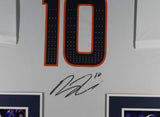Bo Nix Autographed Denver Broncos Nike Game White Football Framed Jersey Beckett