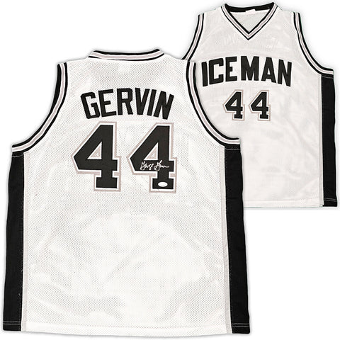 SAN ANTONIO SPURS GEORGE GERVIN AUTOGRAPHED WHITE JERSEY JSA STOCK #215714