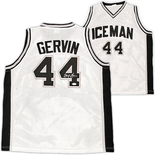 SAN ANTONIO SPURS GEORGE GERVIN AUTOGRAPHED WHITE JERSEY JSA STOCK #215714