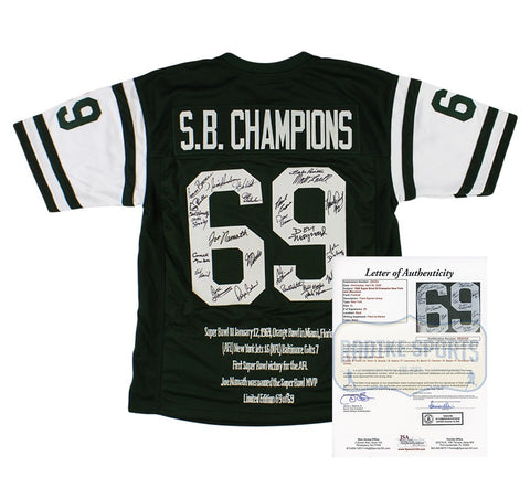 1969 NY Jets Alumni Signed Custom S.B. Champions Green NFL Jersey-Joe Namath