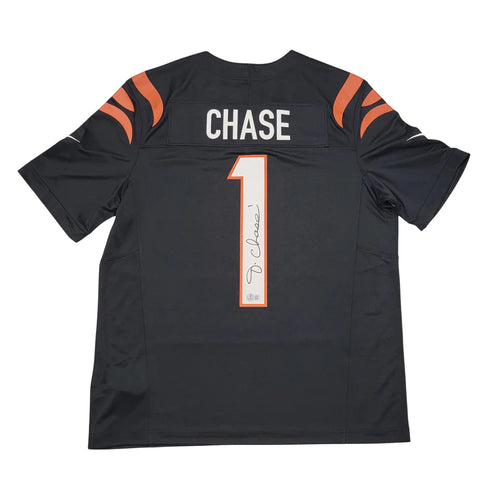Ja'Marr Chase Signed Cincinnati Bengals Nike Black Fuse Jersey Beckett Witnessed