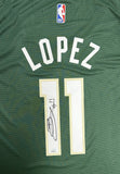 Bucks NBA Champ BROOK LOPEZ Signed Mil Fanatics Fast Break Green Jersey AUTO JSA