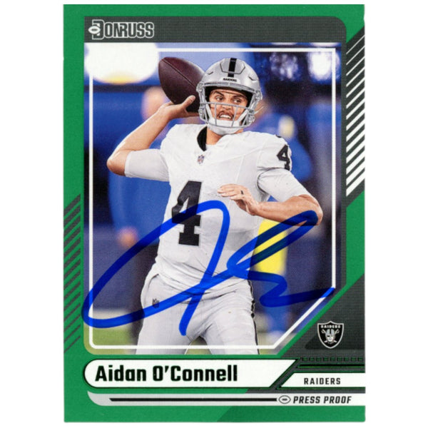 Aidan O'Connell Autographed 24 Donruss Green #30 Trading Card Beckett 53246