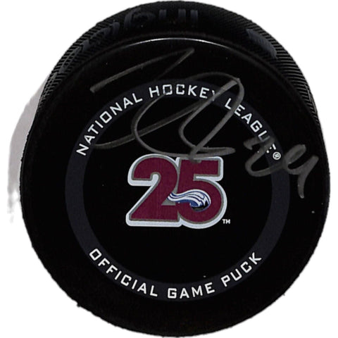 Nate MacKinnon Signed Colorado Avalanche 25th Anv. Hockey Puck JSA 43460