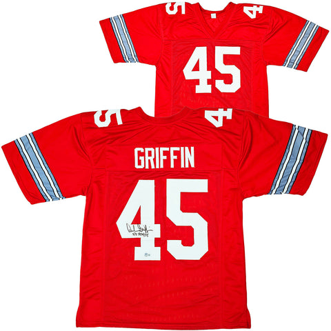 OHIO STATE ARCHIE GRIFFIN AUTOGRAPHED RED JERSEY HT 1974/75 BECKETT WITNESS