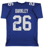 Saquon Barkley Authentic Signed Blue Pro Style Jersey BAS Witnessed