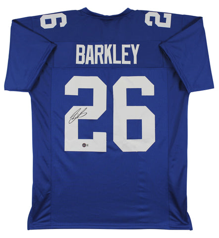 Saquon Barkley Authentic Signed Blue Pro Style Jersey BAS Witnessed