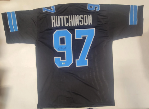 AIDAN HUTCHINSON SIGNED PRO STYLE CUSTOM XL JERSEY WITH BECKETT QR COA