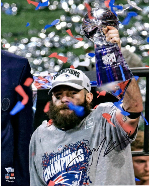 Julian Edelman New England Patriots Signed SB LIII MVP Trophy 16x20 Photo JSA