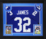 Edgerrin James Authentic Signed Blue Pro Style Framed Jersey BAS Witnessed