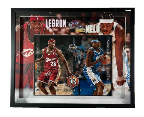 LeBron James & Carmelo Anthony Dual Autographed " Photo -- LED Shadowbox UDA COA