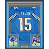 Framed Autographed/Signed Golden Tate 35x39 Detroit Blue Jersey Beckett BAS COA