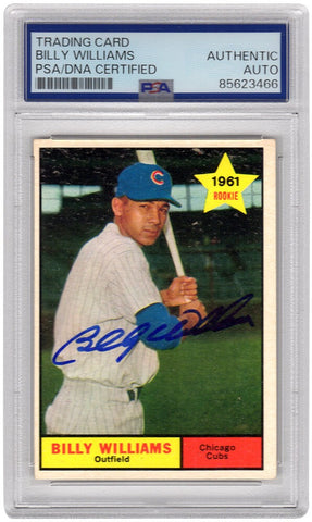 Billy Williams Signed Cubs 1961 Topps Rookie Baseball Card #141 - (PSA/DNA)