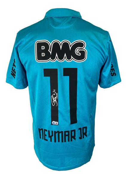 Neymar Jr Signed Santos FC Blue Nike Soccer Jersey BAS