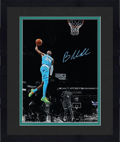 Framed Brandon Miller Charlotte Hornets Signed 11" x 14" Spotlight Dunk Photo