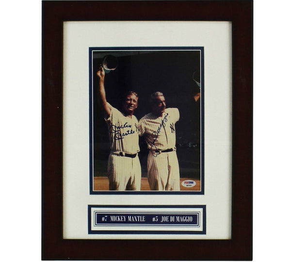 Mickey Mantle, Joe DiMaggio Signed Autographed Yankees Framed 8x10 Photo PSA/DNA