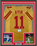 FRAMED Autographed/Signed BRANDON AIYUK 33x42 San Francisco Gold Jersey BAS COA