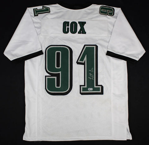Fletcher Cox Signed Philadelphia Eagles White Jersey (Beckett) 4xPro Bowl D.T.