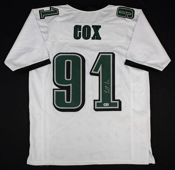 Fletcher Cox Signed Philadelphia Eagles White Jersey (Beckett) 4xPro Bowl D.T.