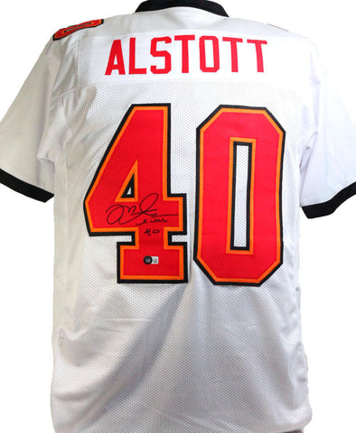 Mike Alstott Autographed White Pro Style Jersey - Beckett W Hologram