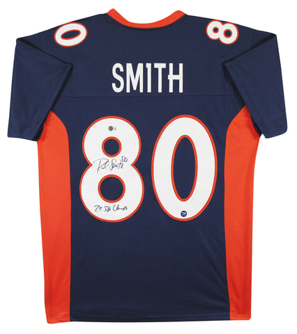 Rod Smith "2x SB Champs" Signed Navy Pro Style Jersey Autographed BAS Witnessed