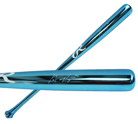 Austin Riley Signed Atlanta Braves Rawlings Chrome Blue MLB Bat