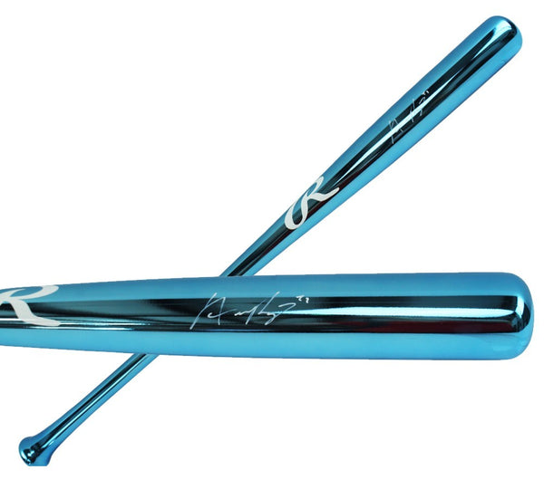 Austin Riley Signed Atlanta Braves Rawlings Chrome Blue MLB Bat