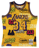 Lakers Shaquille O'Neal Signed Alt Yellow M&N 1996-97 HWC Swingman Jersey BAS W