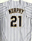 Brewers Manager PAT MURPHY Signed Custom Replica Pnstripe Jersey AUTO - JSA