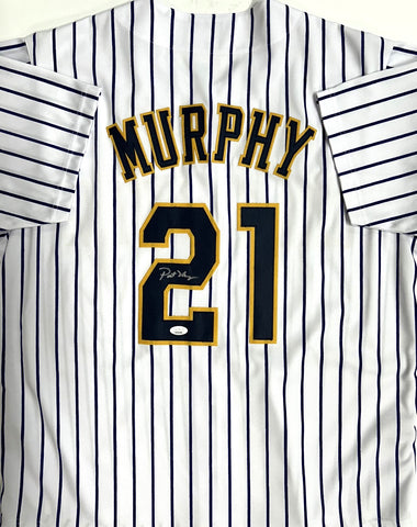 Brewers Manager PAT MURPHY Signed Custom Replica Pnstripe Jersey AUTO - JSA