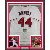 Framed Autographed/Signed Mike Napoli 35x39 Los Angeles Anaheim Jersey JSA COA