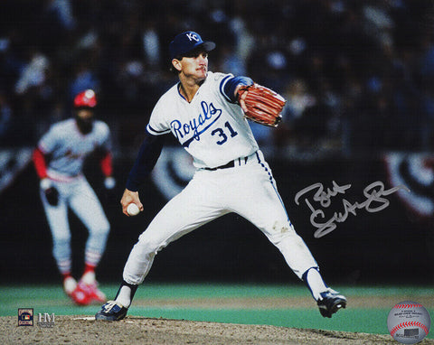 Bret Saberhagen Signed Royals 1985 World Series Pitching 8x10 Photo - (SS COA)