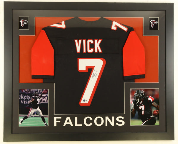 Michael Vick Signed Atlanta Falcons 35"x43" Framed Jersey (Beckett) 4xPro Bowler
