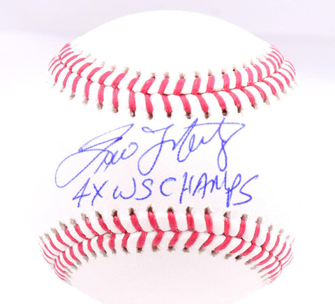 Tino Martinez Autographed Rawlings OML Baseball w/ 4x WS Champs- Beckett W Holo