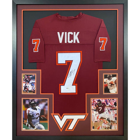 Michael Vick Autographed Signed Framed Virginia Tech VT Jersey BECKETT BAS