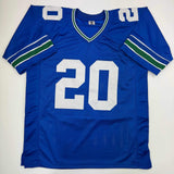 Autographed/Signed Julian Love Seattle Blue Retro Football Jersey JSA COA
