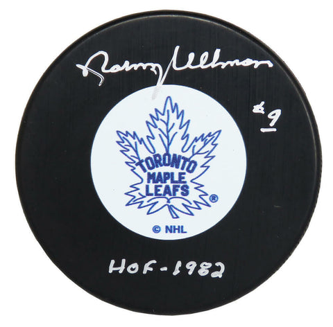 Norm Ullman Signed Toronto Maple Leafs Logo Hockey Puck w/HOF 1982 - SCHWARTZ