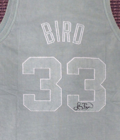 CELTICS LARRY BIRD AUTOGRAPHED GREEN M&N WASHED OUT JERSEY XL BECKETT 177711