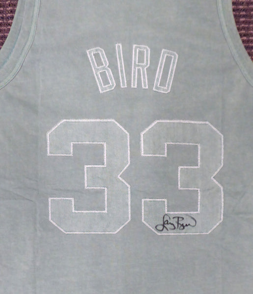 CELTICS LARRY BIRD AUTOGRAPHED GREEN M&N WASHED OUT JERSEY XL BECKETT 177711