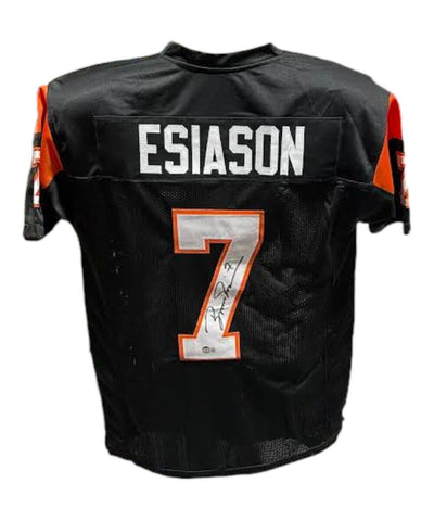 Boomer Esiason Autographed/Signed Pro Style Black Jersey Beckett 40417